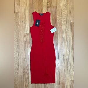 Hera Collection Red Lace-Up Mini Dress